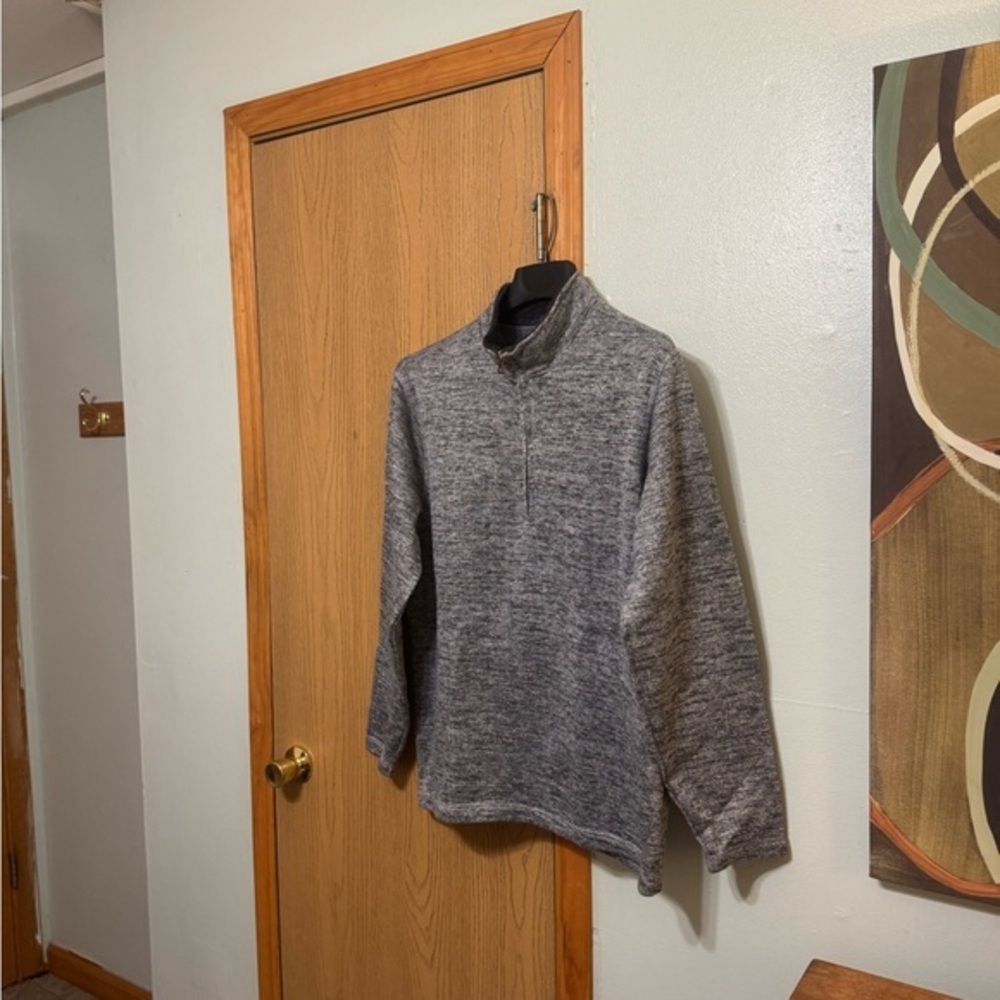 Weatherproof Vintage XL Gray w/Heathered Print 1/4 Zip Pullover Sweater - EUC